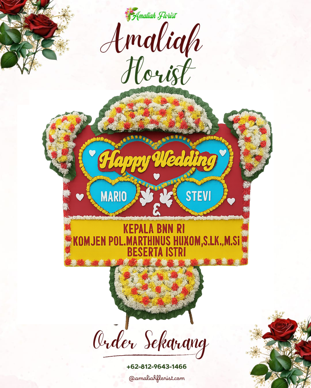 Papan Bunga Pernikahan Poasia
